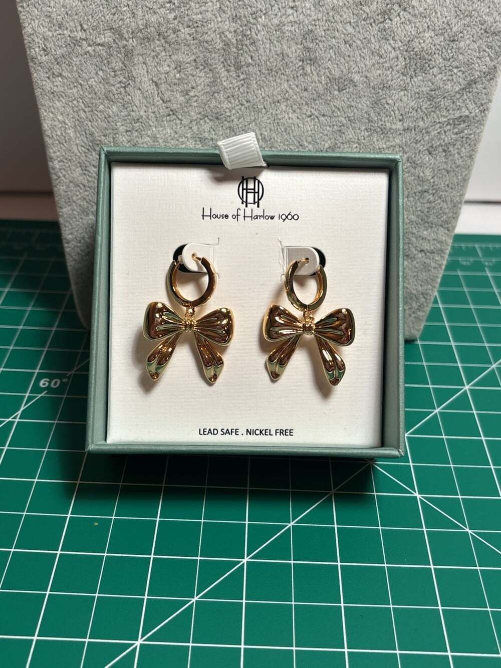 House of Harlow 1960 Gold Bow Hoop Earrings